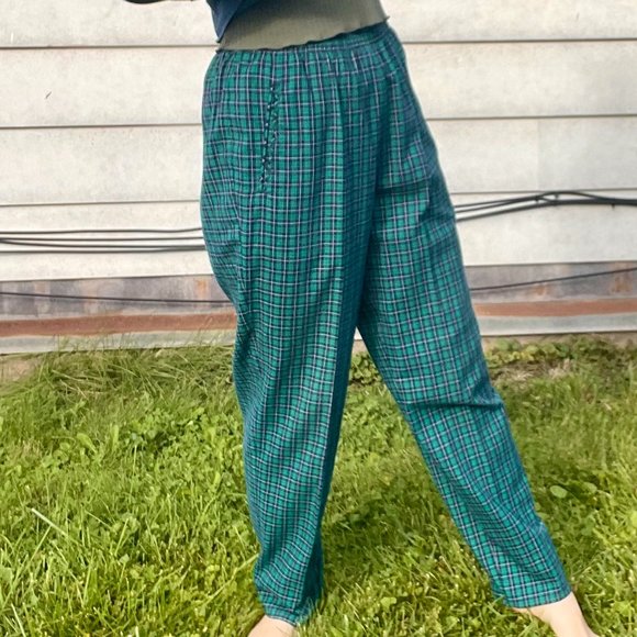 VINTAGE Plaid Cotton Blend Pants | Elastic Waistband | Koret Sport | A13 - Picture 6 of 7